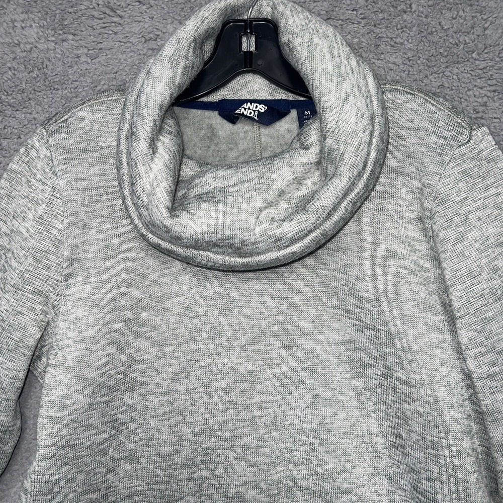Lands' End Tunic Sweater Women's Size M (10-12)‎ Gray Fleece Cowl Neck Pullover - Picture 4 of 9